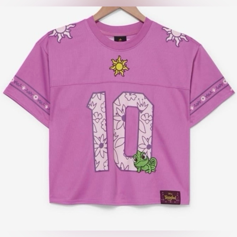 Box Lunch Disney Tangled Rapunzel cropped football jersey size 4X